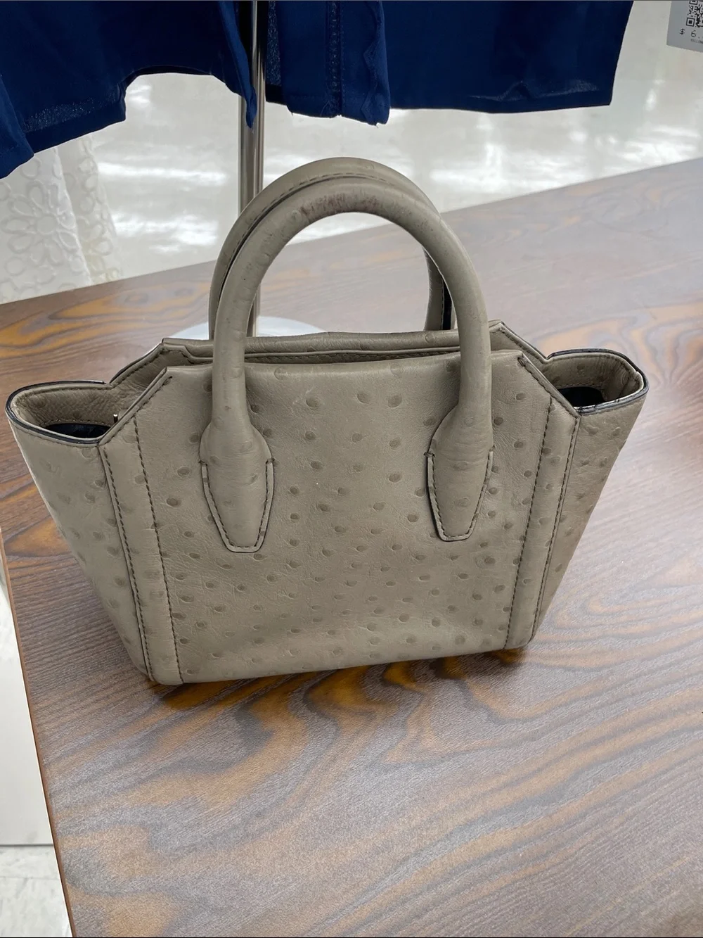 Diane von Furstenberg Ostrich-Embossed Satchel Handbag mini